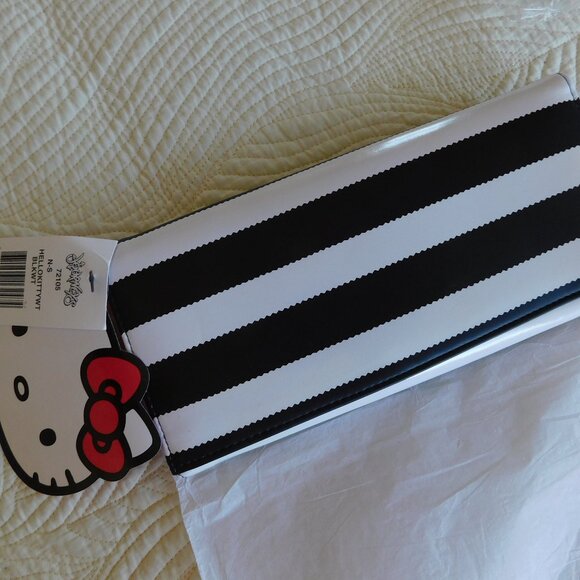 NOS Hello Kitty Sanrio Loungefly stripe continental wallet tri fold clutch NWT - Picture 13 of 16